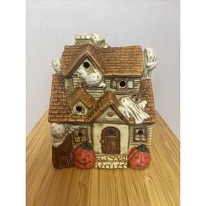 Vtg House Of Lloyd Ceramic Haunted House Candle Votive Holder Halloween 1989